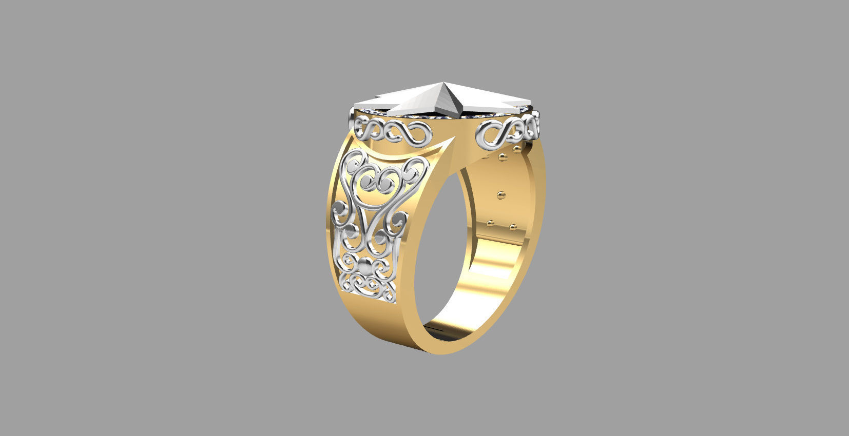Men ring with star 3D print model_22
