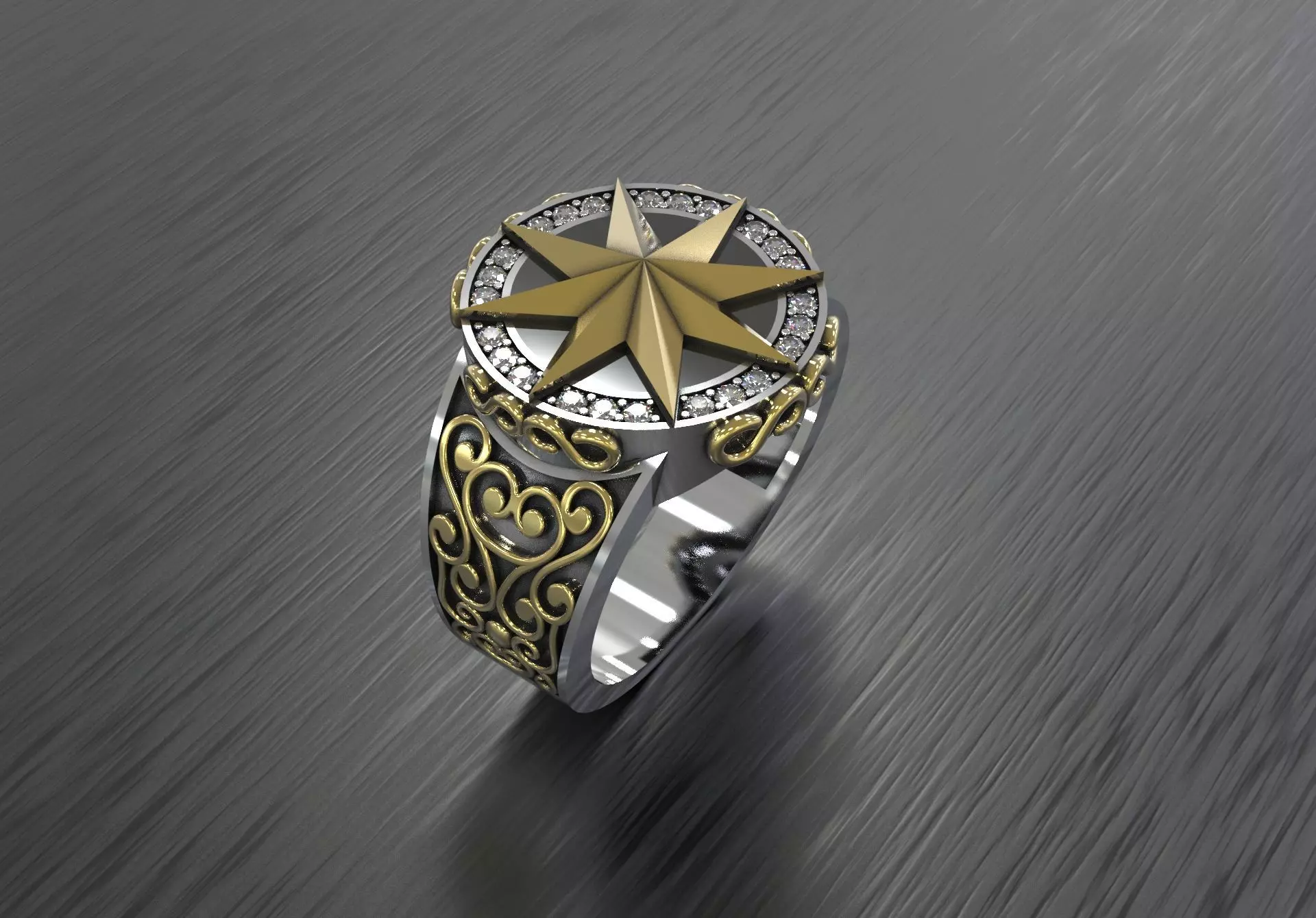 Men ring with star 3D print model_0