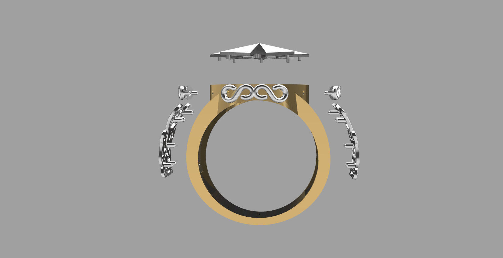 Men ring with star 3D print model_10