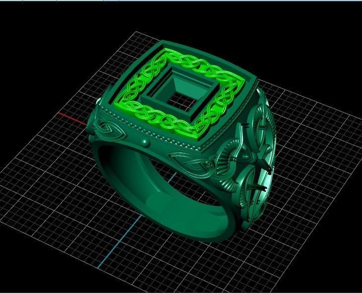 stylish man ring with patterns signet heavyweight 406 3D print model_28