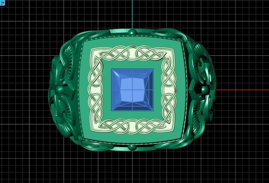 stylish man ring with patterns signet heavyweight 406 3D print model_48