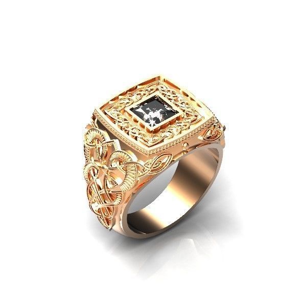 stylish man ring with patterns signet heavyweight 406 3D print model_22