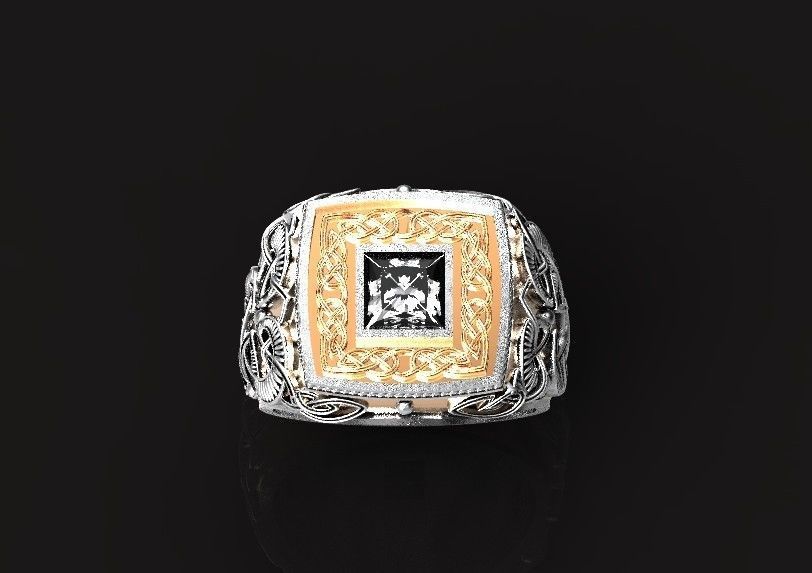 stylish man ring with patterns signet heavyweight 406 3D print model_45