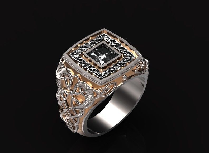 stylish man ring with patterns signet heavyweight 406 3D print model_47