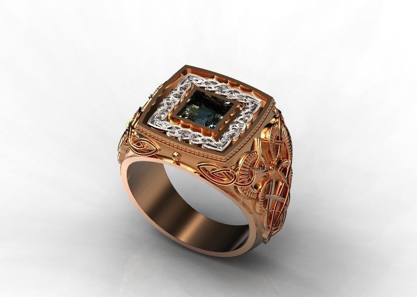 stylish man ring with patterns signet heavyweight 406 3D print model_50