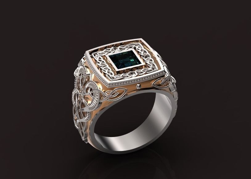 stylish man ring with patterns signet heavyweight 406 3D print model_53