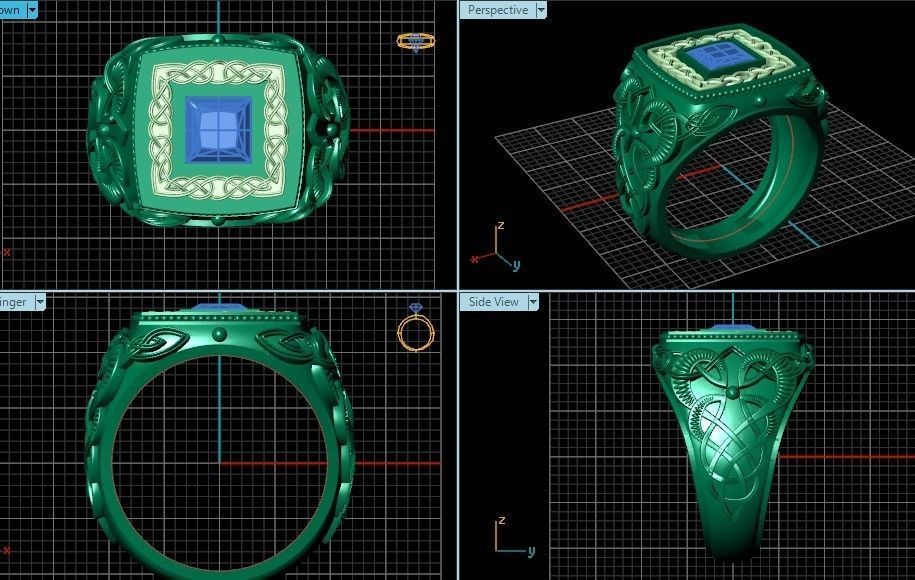 stylish man ring with patterns signet heavyweight 406 3D print model_18