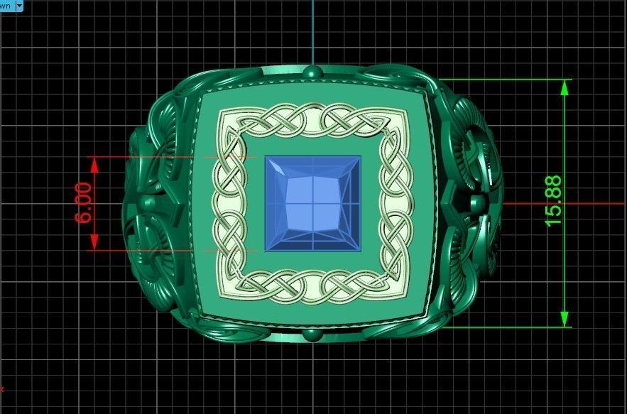 stylish man ring with patterns signet heavyweight 406 3D print model_32