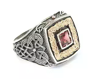stylish man ring with patterns  signet heavyweight  406