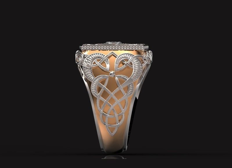 stylish man ring with patterns signet heavyweight 406 3D print model_21
