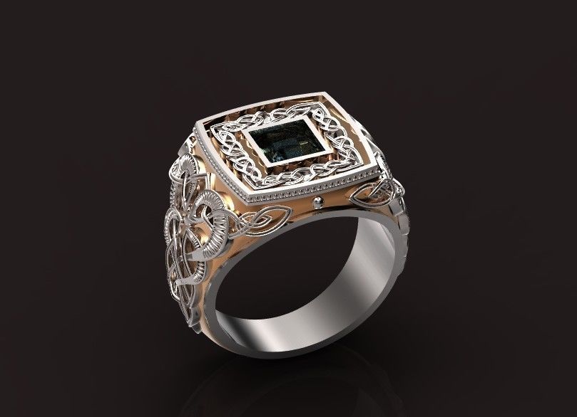 stylish man ring with patterns signet heavyweight 406 3D print model_15