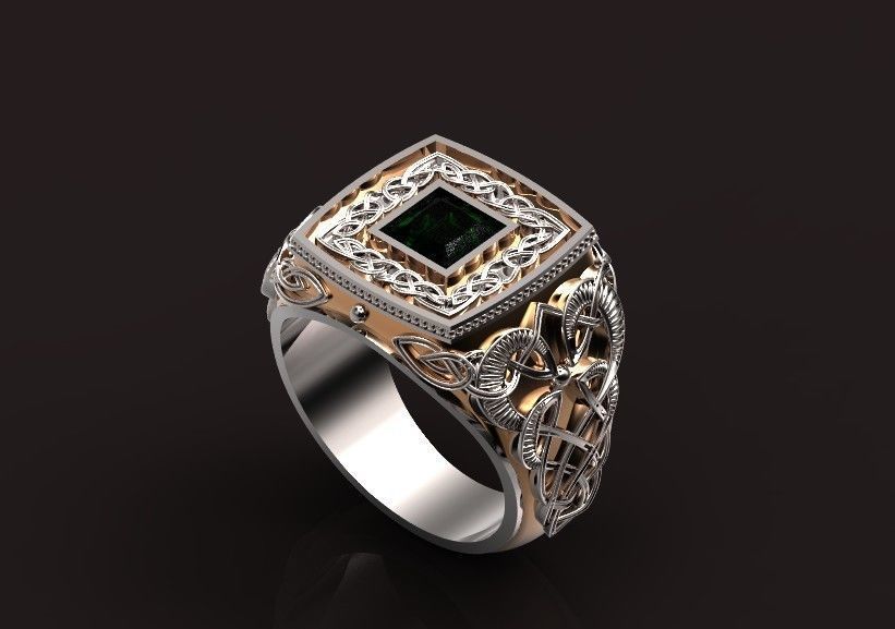 stylish man ring with patterns signet heavyweight 406 3D print model_20