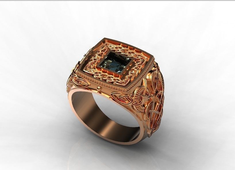 stylish man ring with patterns signet heavyweight 406 3D print model_55