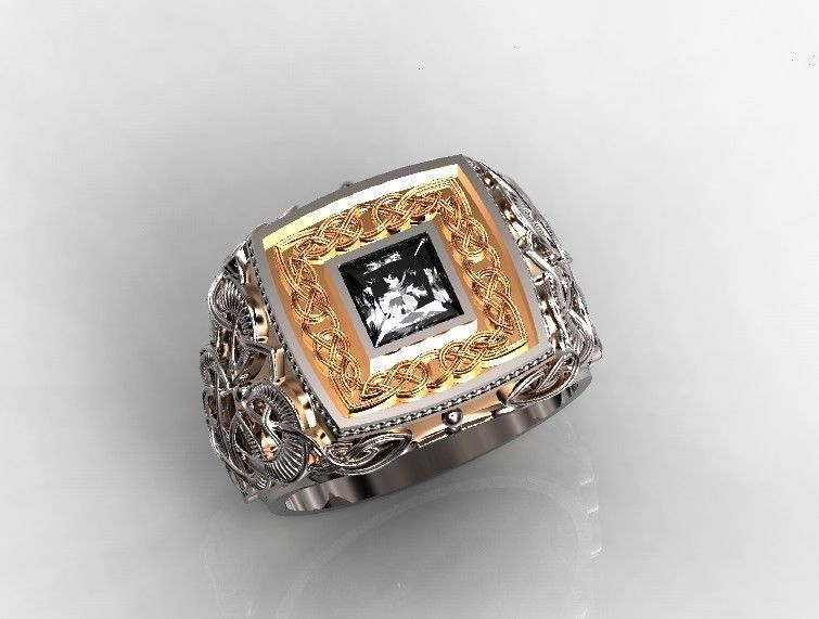 stylish man ring with patterns signet heavyweight 406 3D print model_49