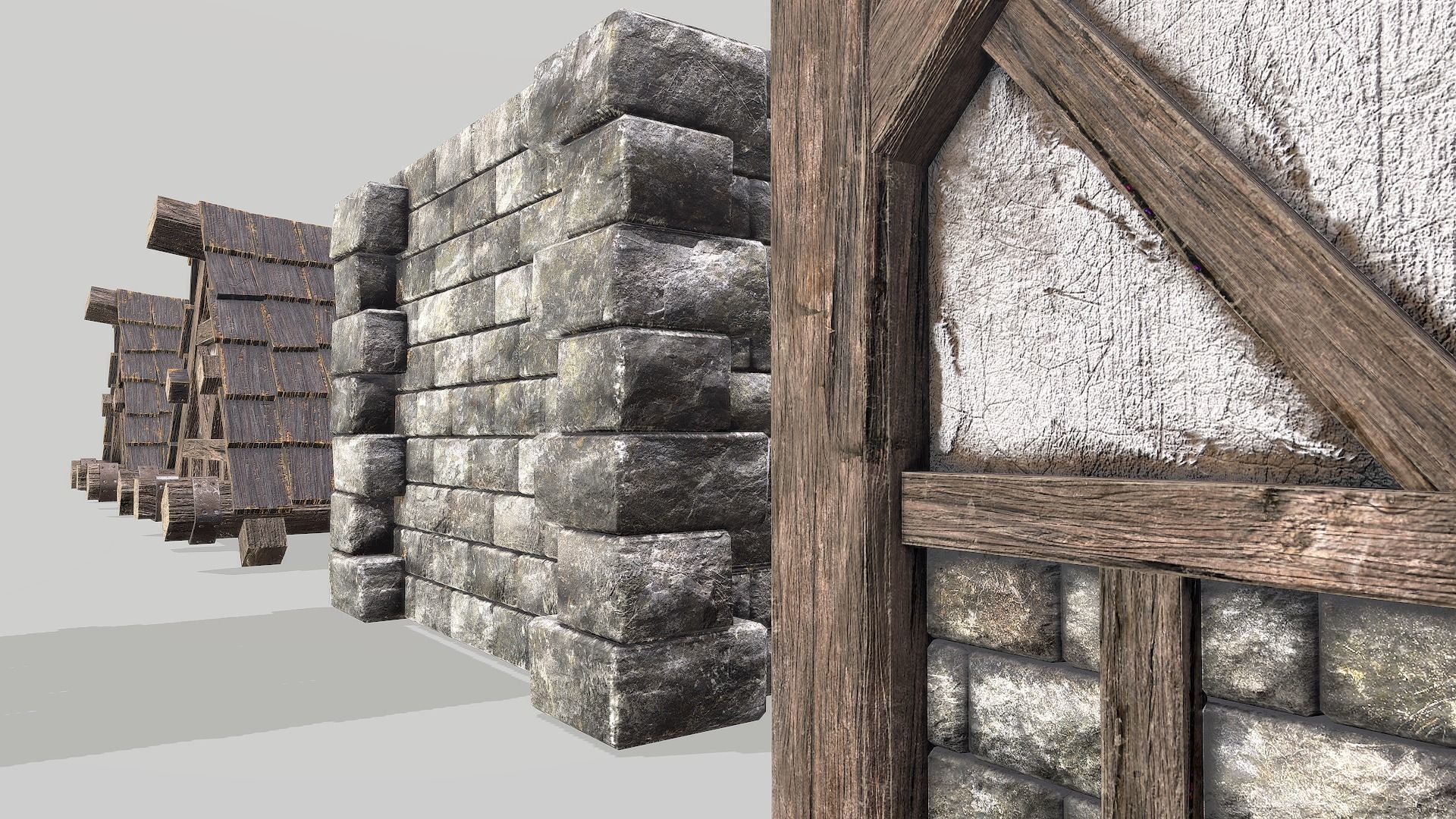 Modular Medieval House Low-poly 3D model_10