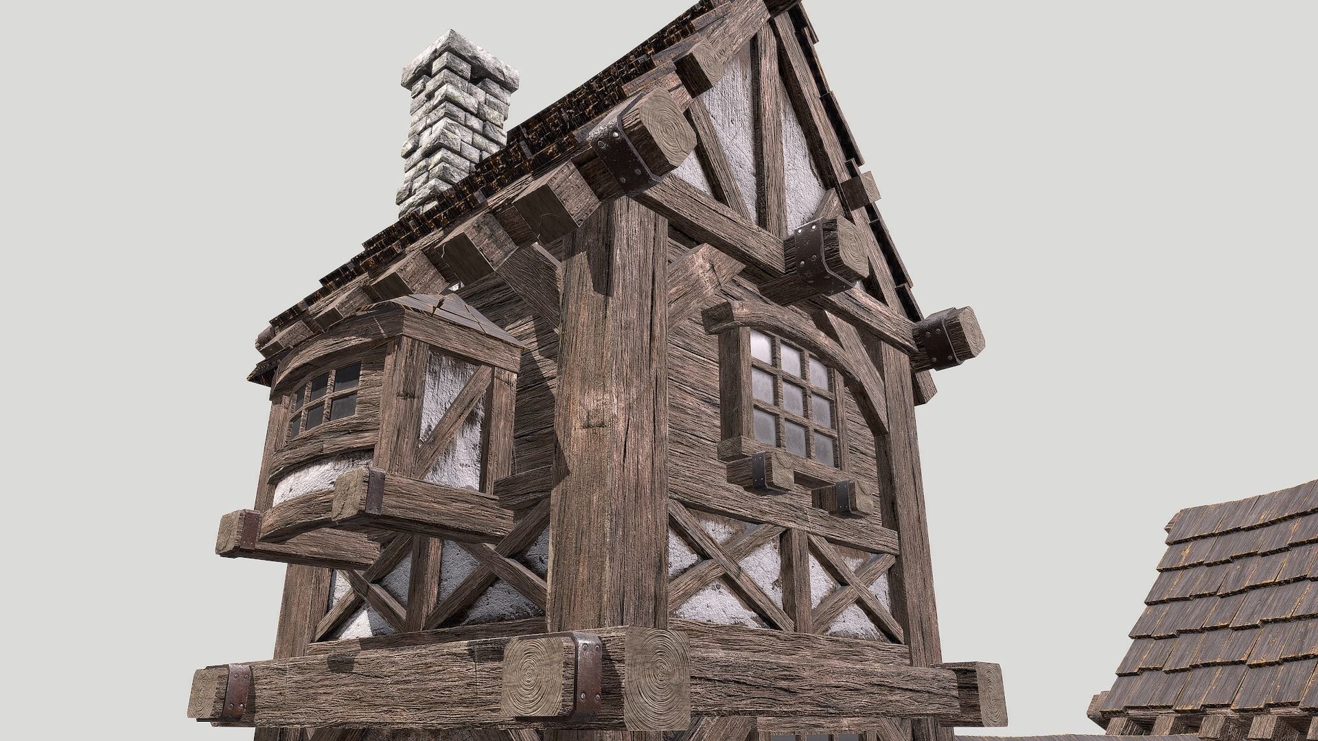 Modular Medieval House Low-poly 3D model_19