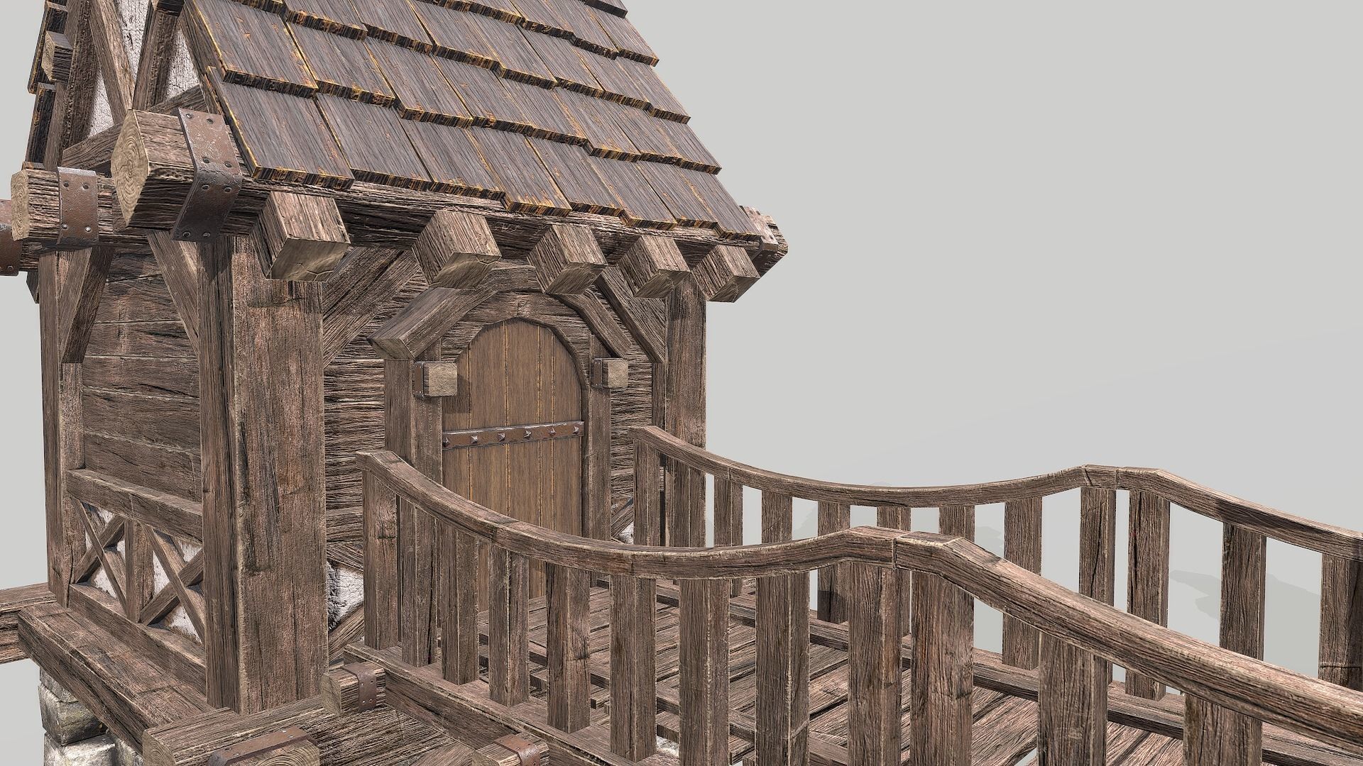 Modular Medieval House Low-poly 3D model_15
