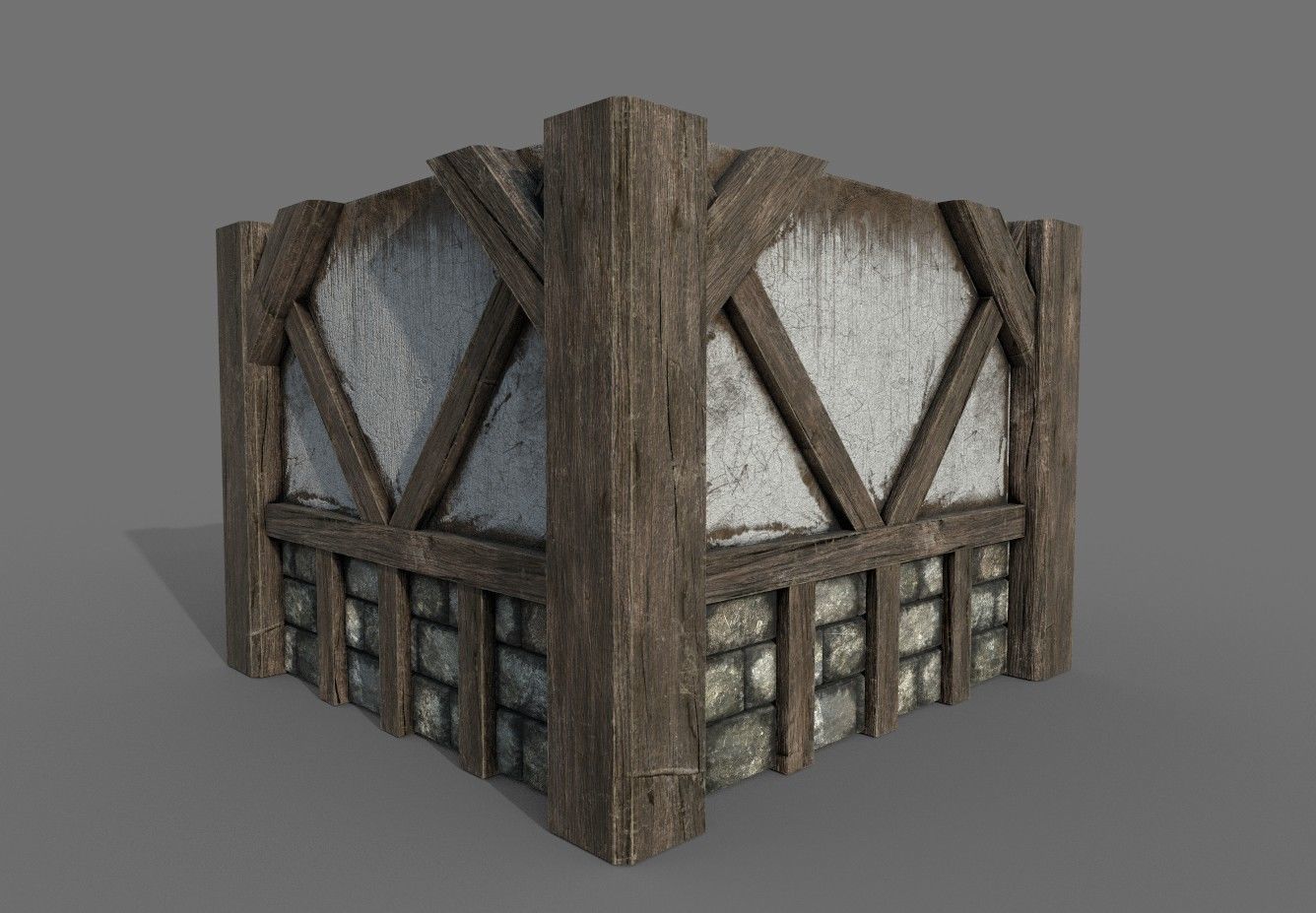 Modular Medieval House Low-poly 3D model_31