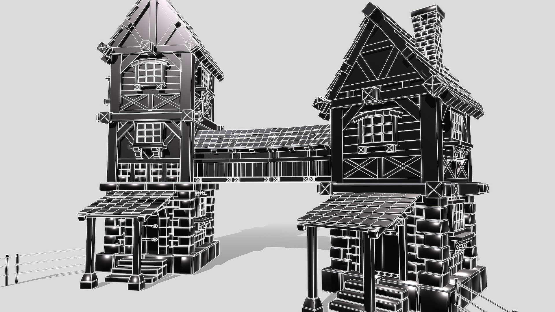 Modular Medieval House Low-poly 3D model_57