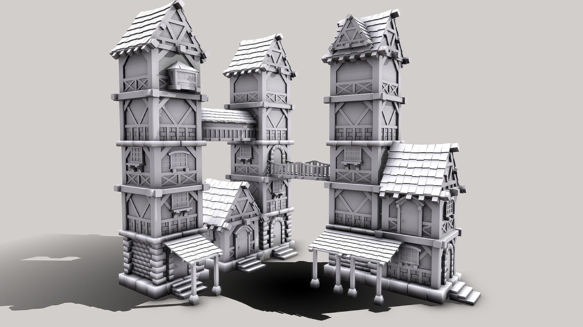 Modular Medieval House Low-poly 3D model_52