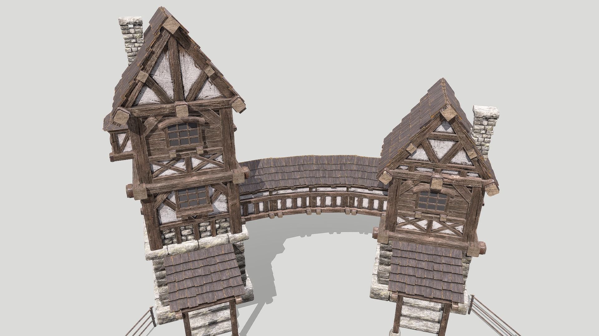 Modular Medieval House Low-poly 3D model_21