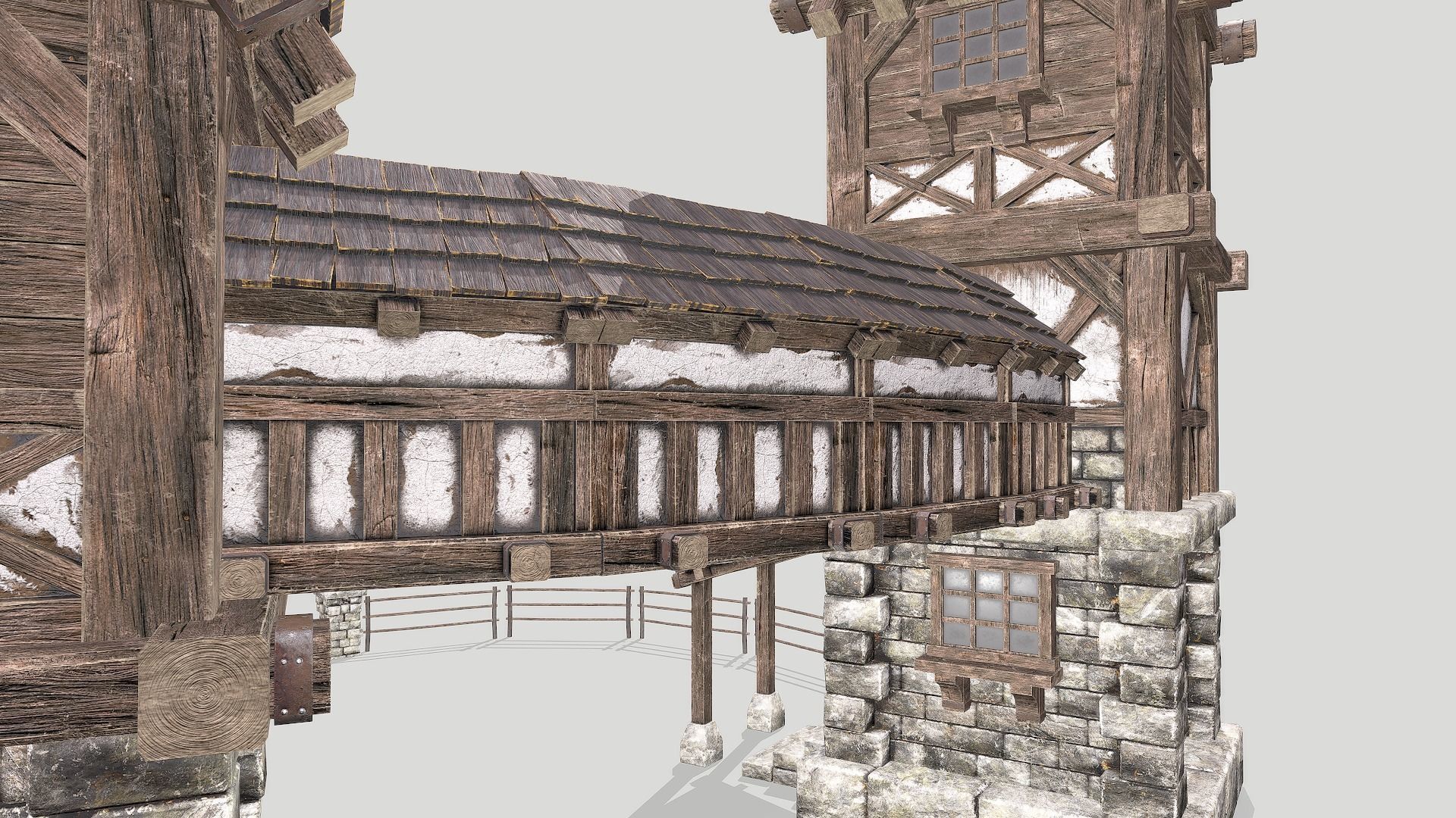Modular Medieval House Low-poly 3D model_20