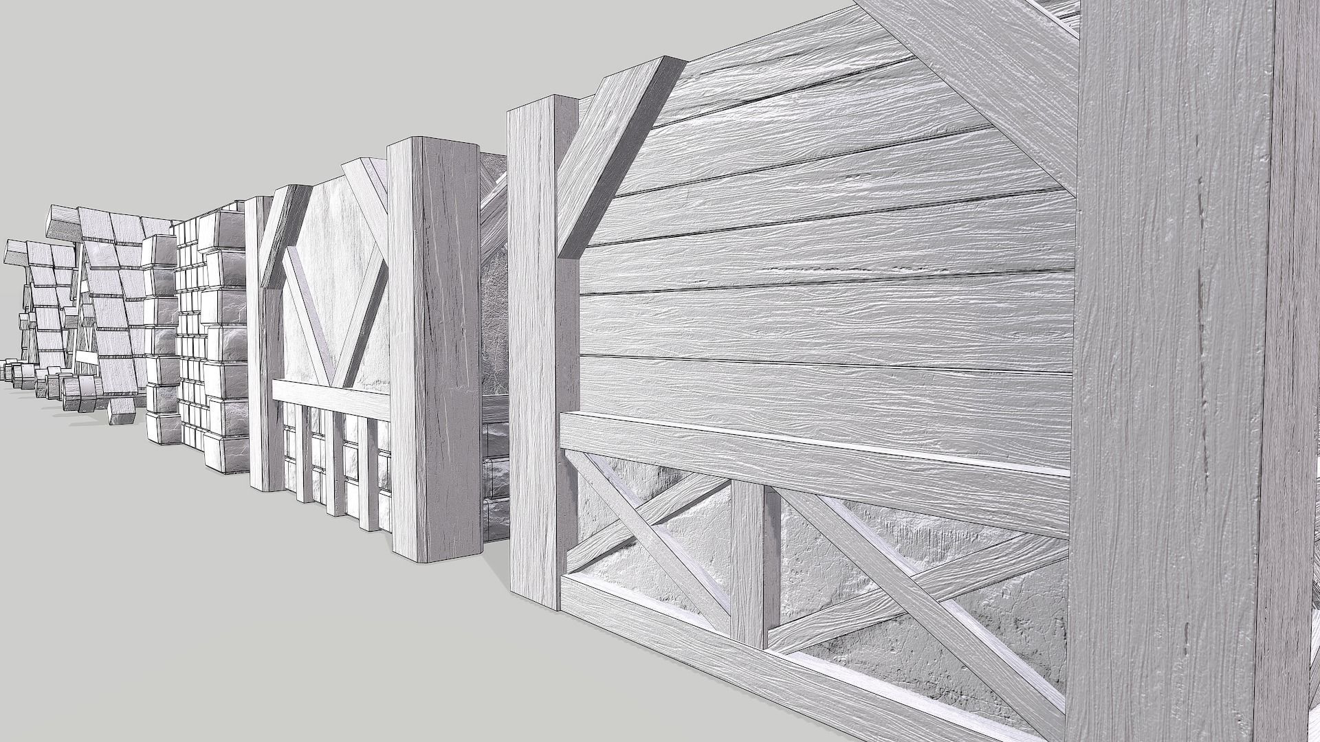 Modular Medieval House Low-poly 3D model_48