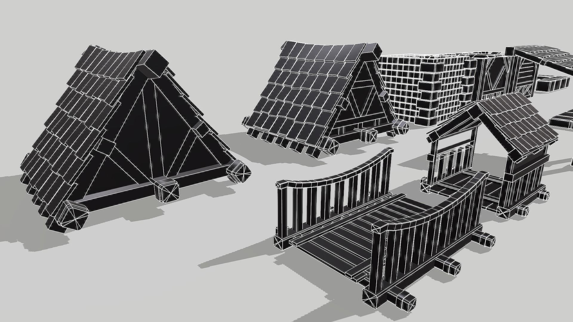 Modular Medieval House Low-poly 3D model_54