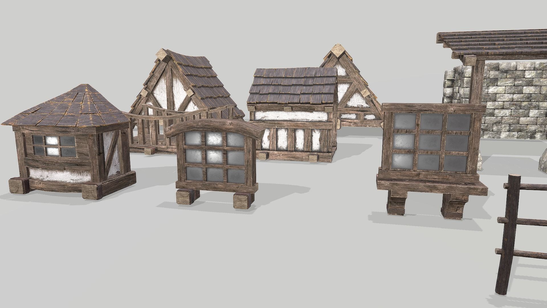 Modular Medieval House Low-poly 3D model_8