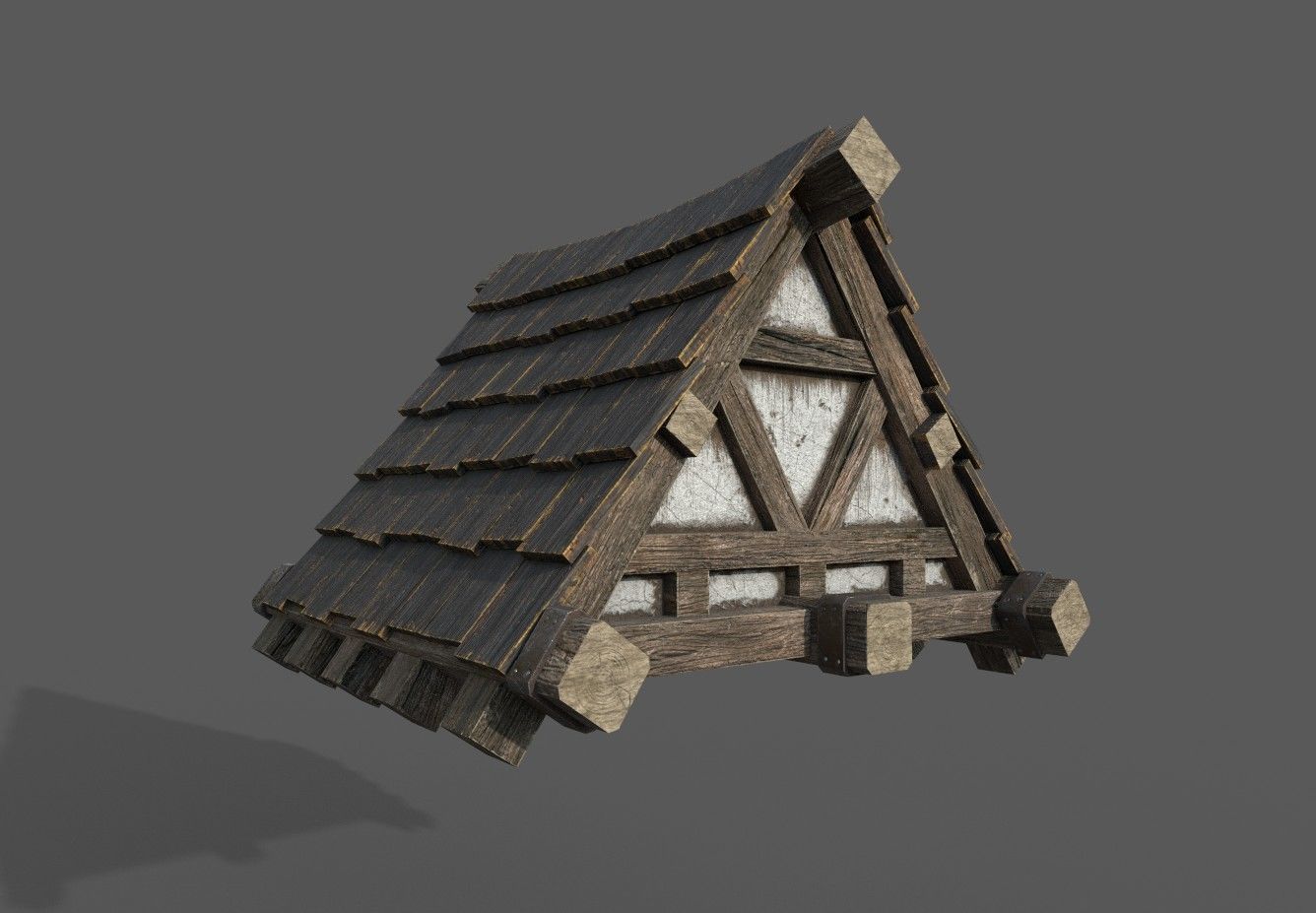 Modular Medieval House Low-poly 3D model_28