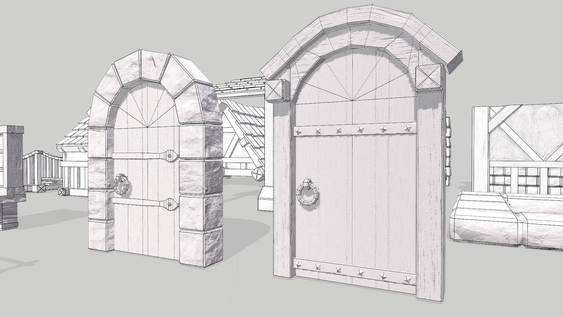 Modular Medieval House Low-poly 3D model_51