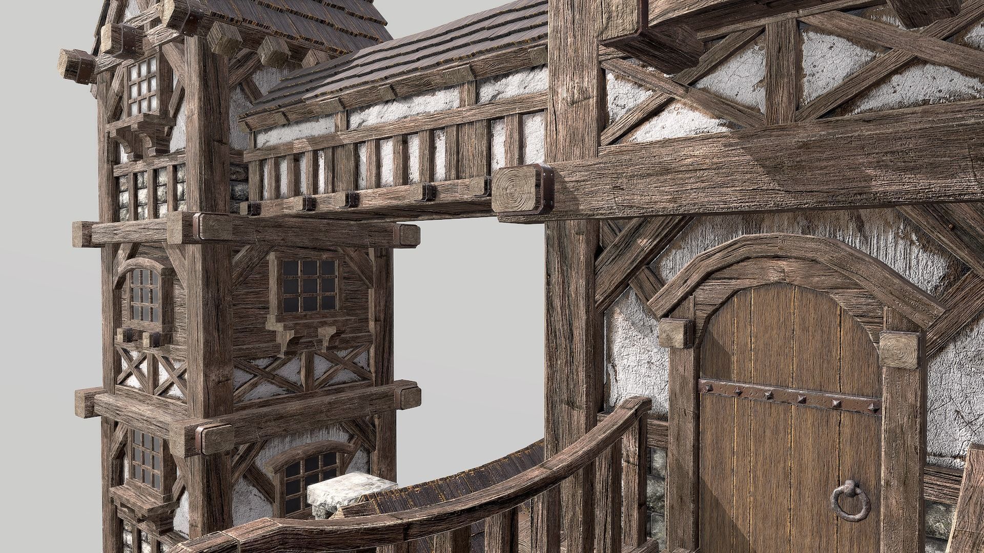 Modular Medieval House Low-poly 3D model_24