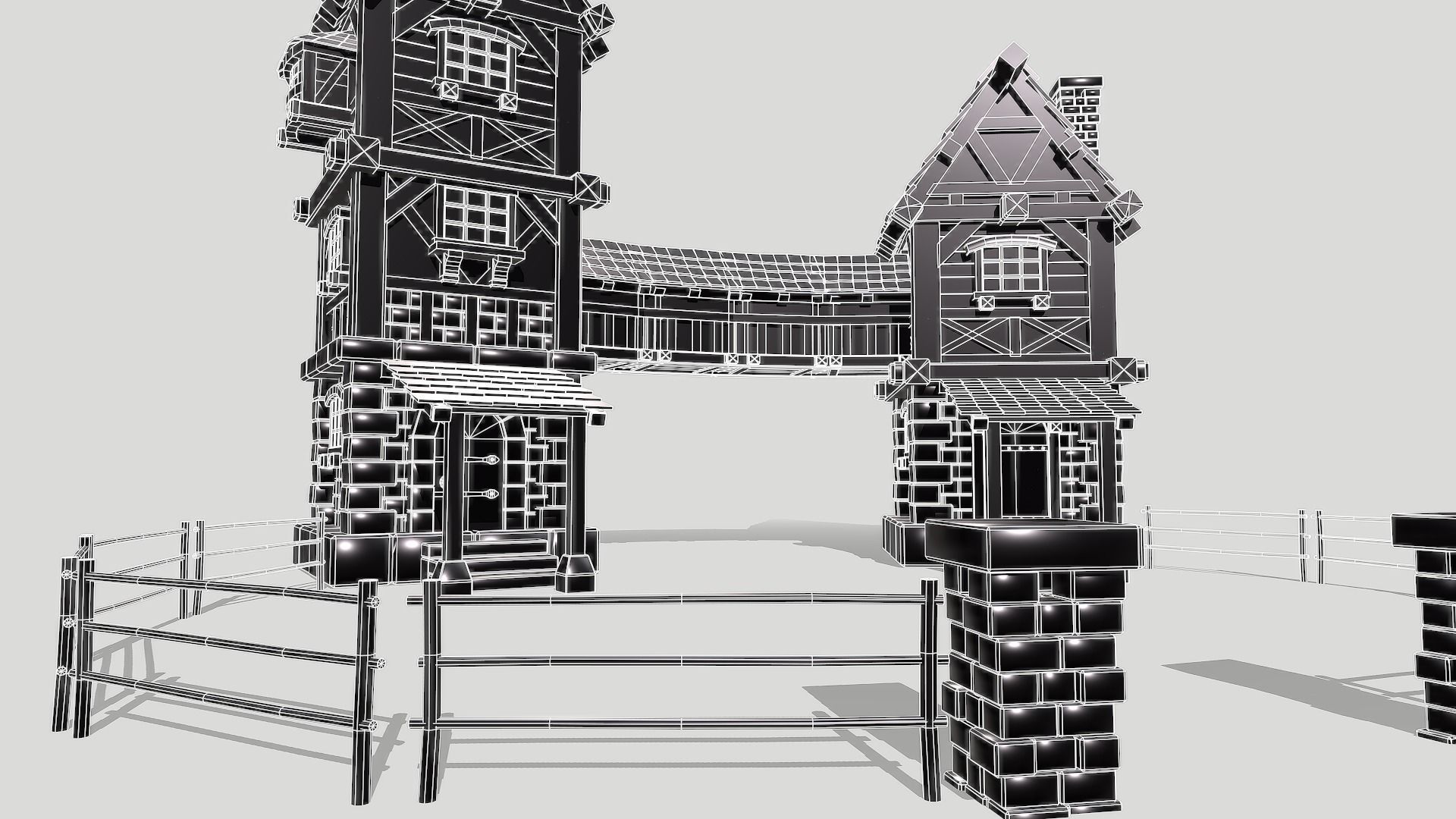 Modular Medieval House Low-poly 3D model_56