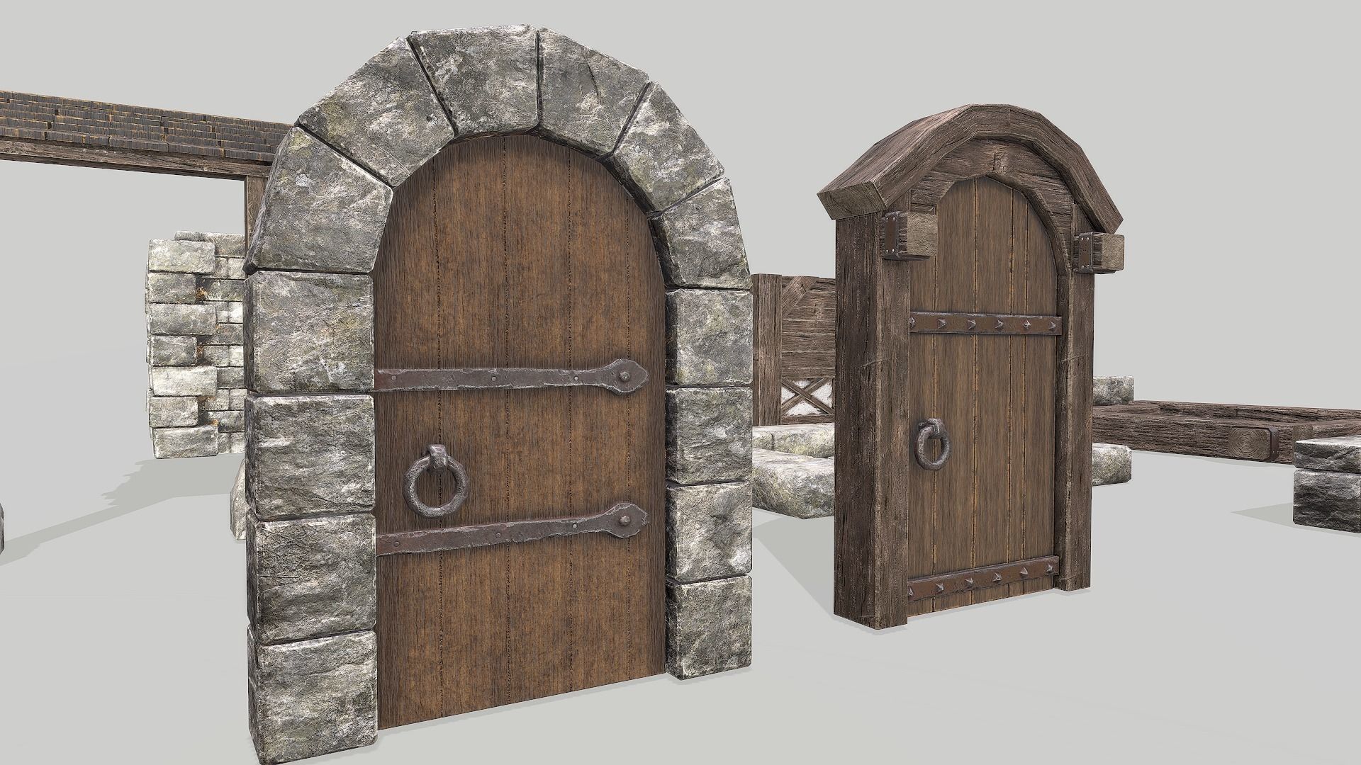 Modular Medieval House Low-poly 3D model_11