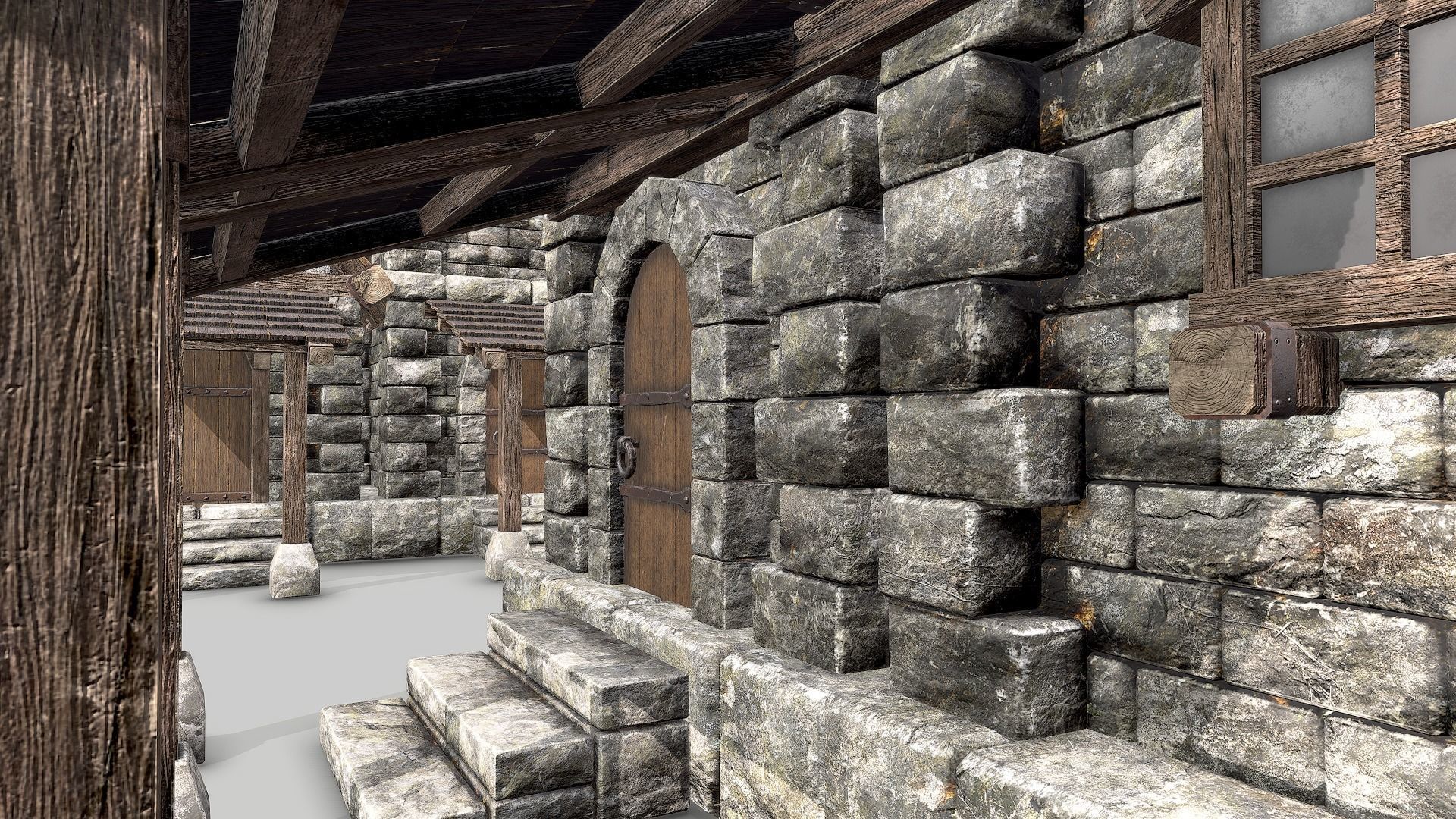 Modular Medieval House Low-poly 3D model_25