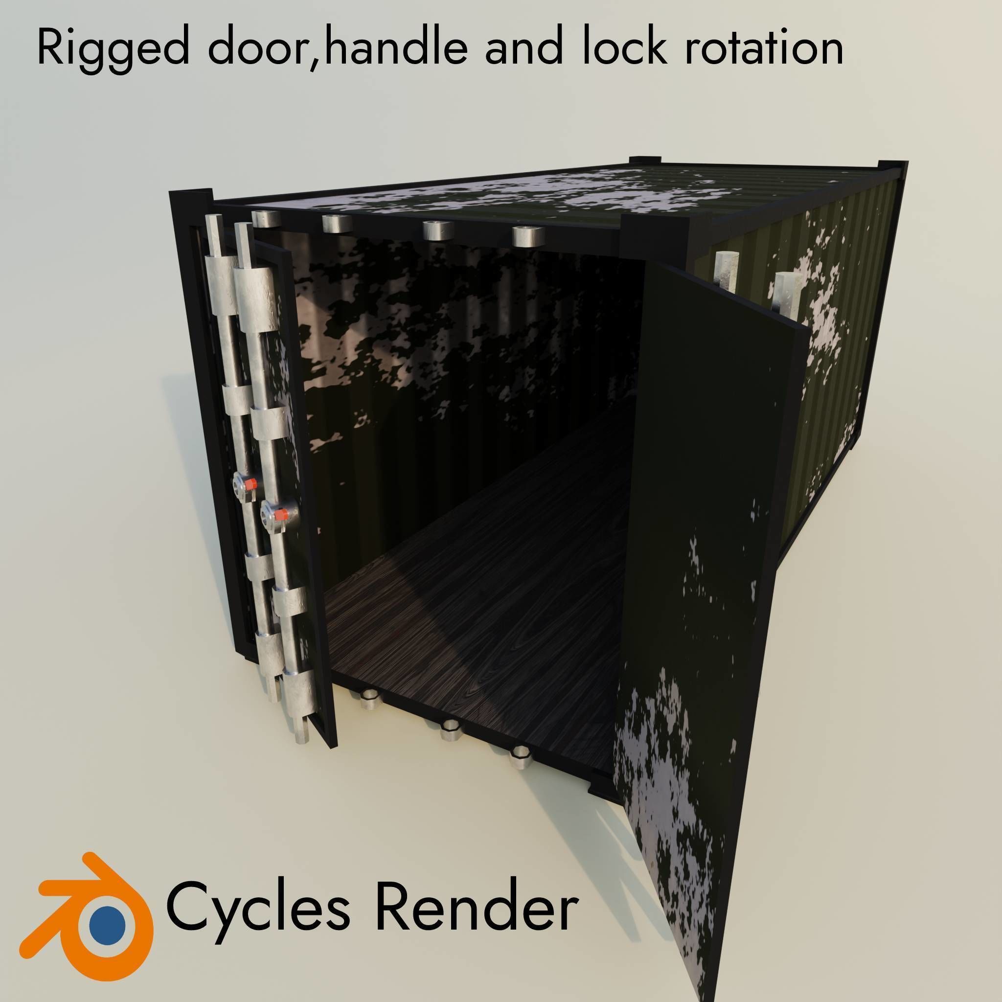 Low Poly Shipping Container - 4 procedural textures Low-poly 3D model_3