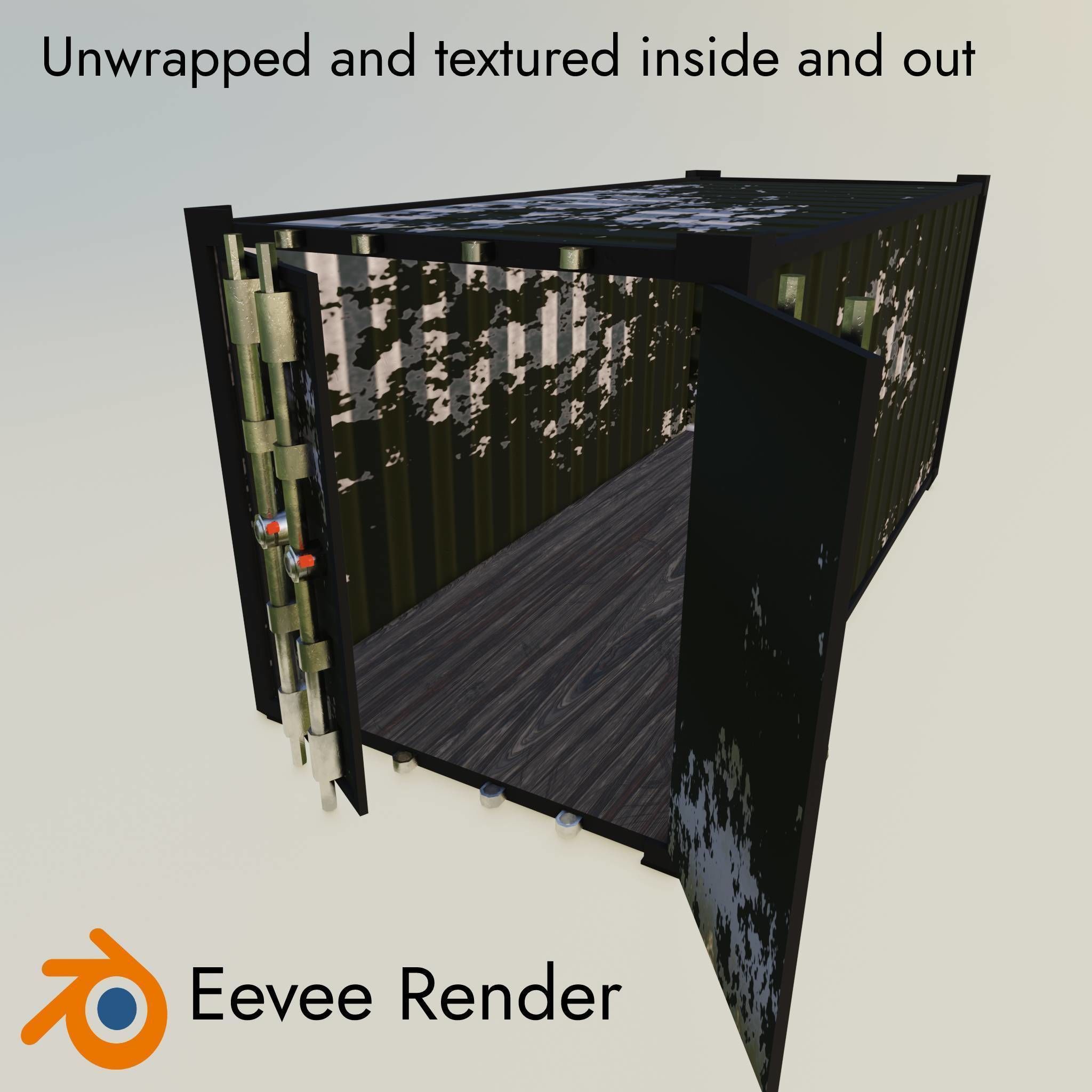 Low Poly Shipping Container - 4 procedural textures Low-poly 3D model_4
