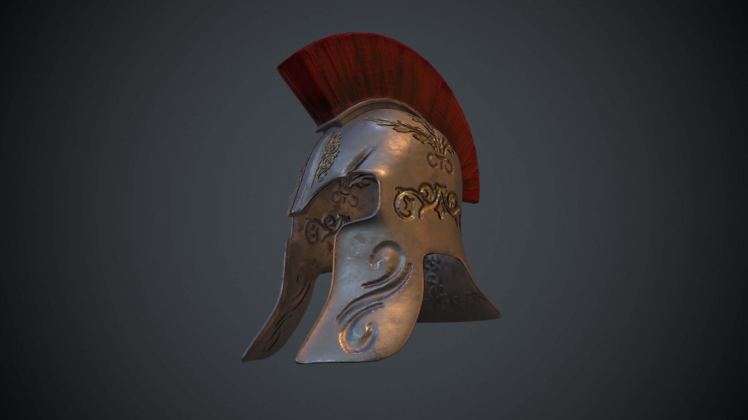 Greek Helmet Low-poly 3D model_7