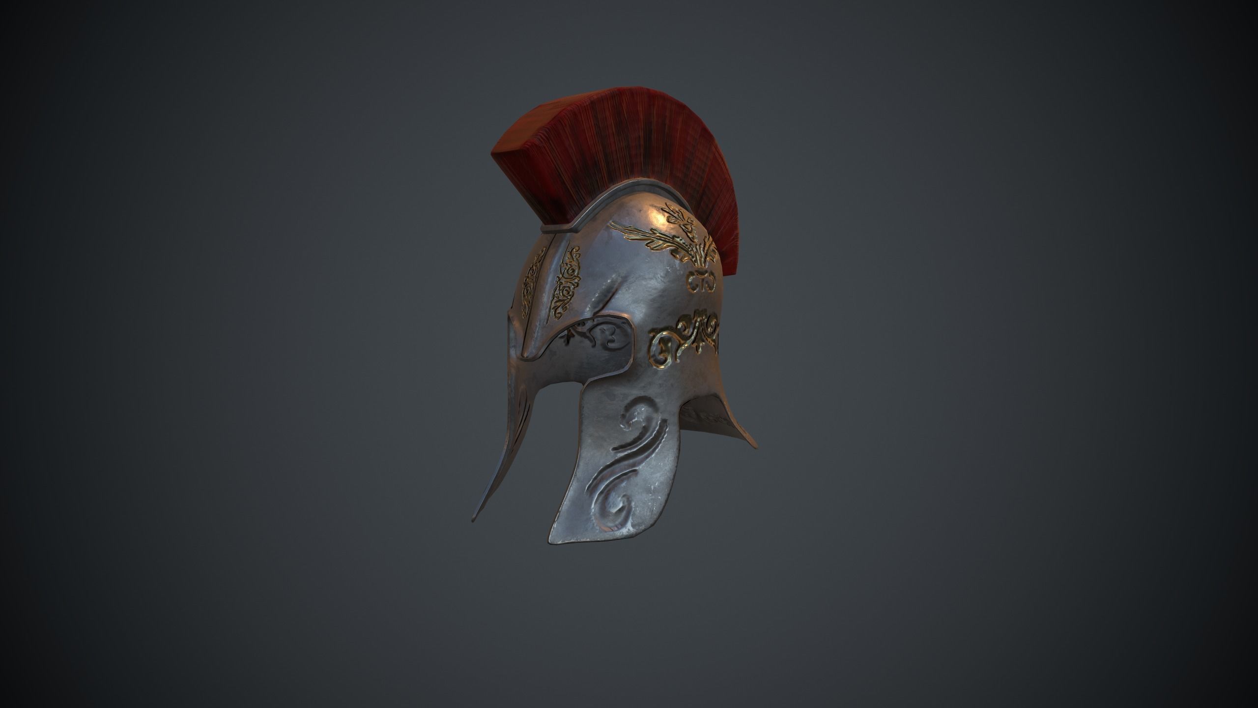Greek Helmet Low-poly 3D model_2