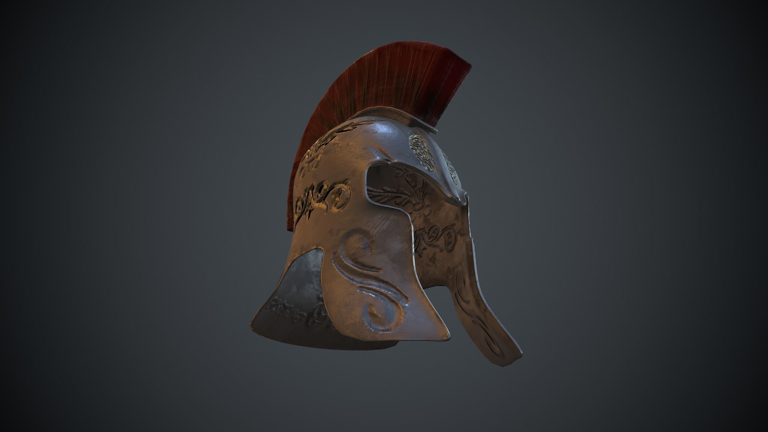 Greek Helmet Low-poly 3D model_6