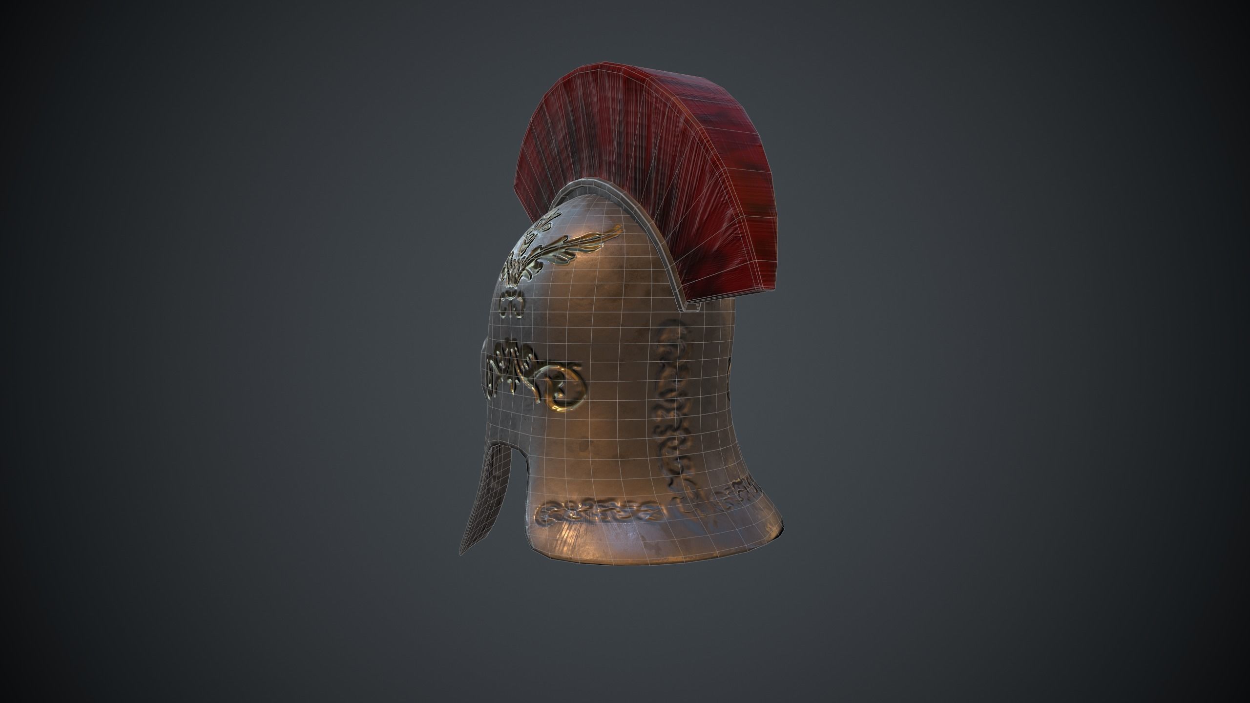Greek Helmet Low-poly 3D model_11