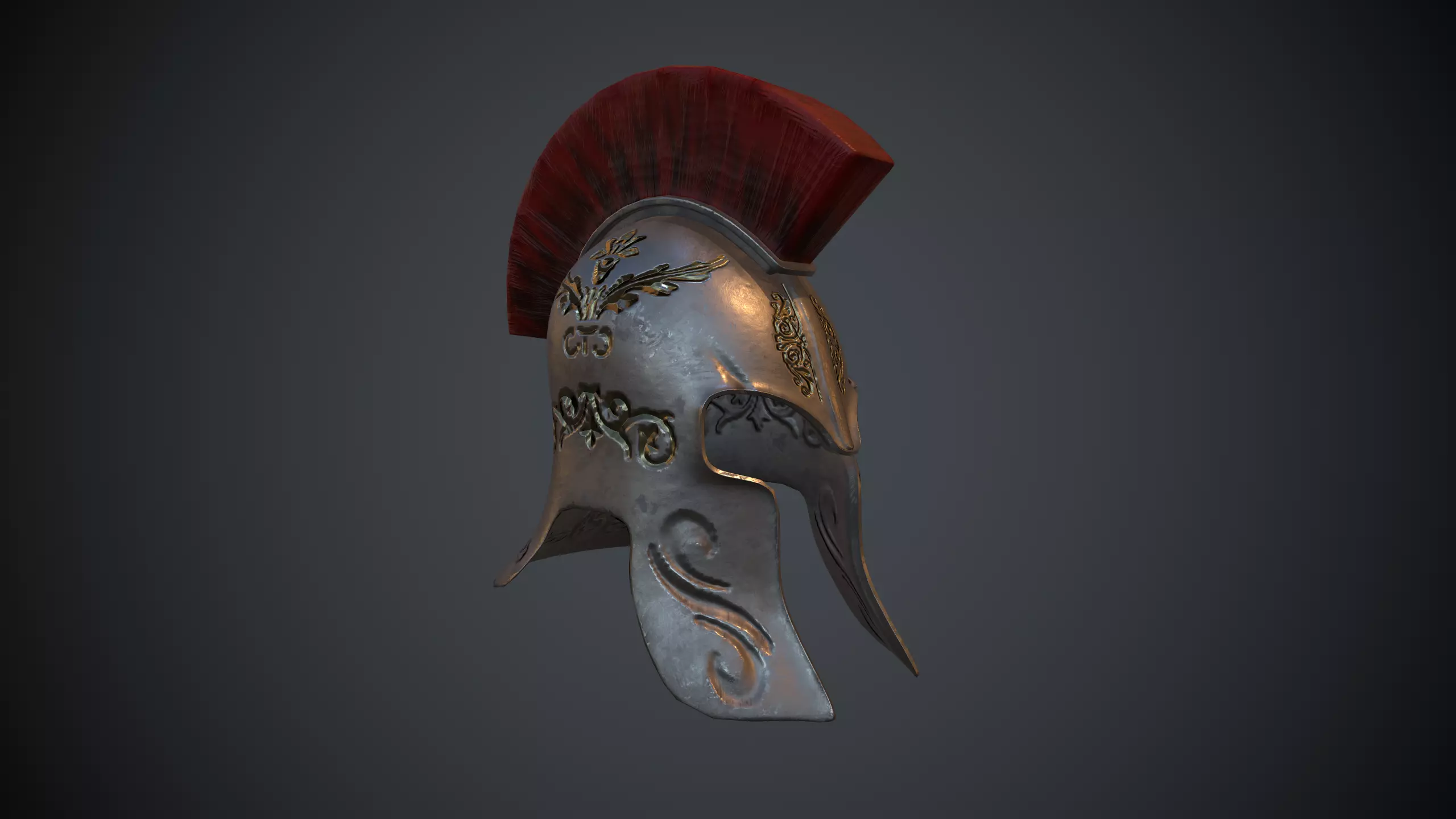Greek Helmet Low-poly 3D model_0