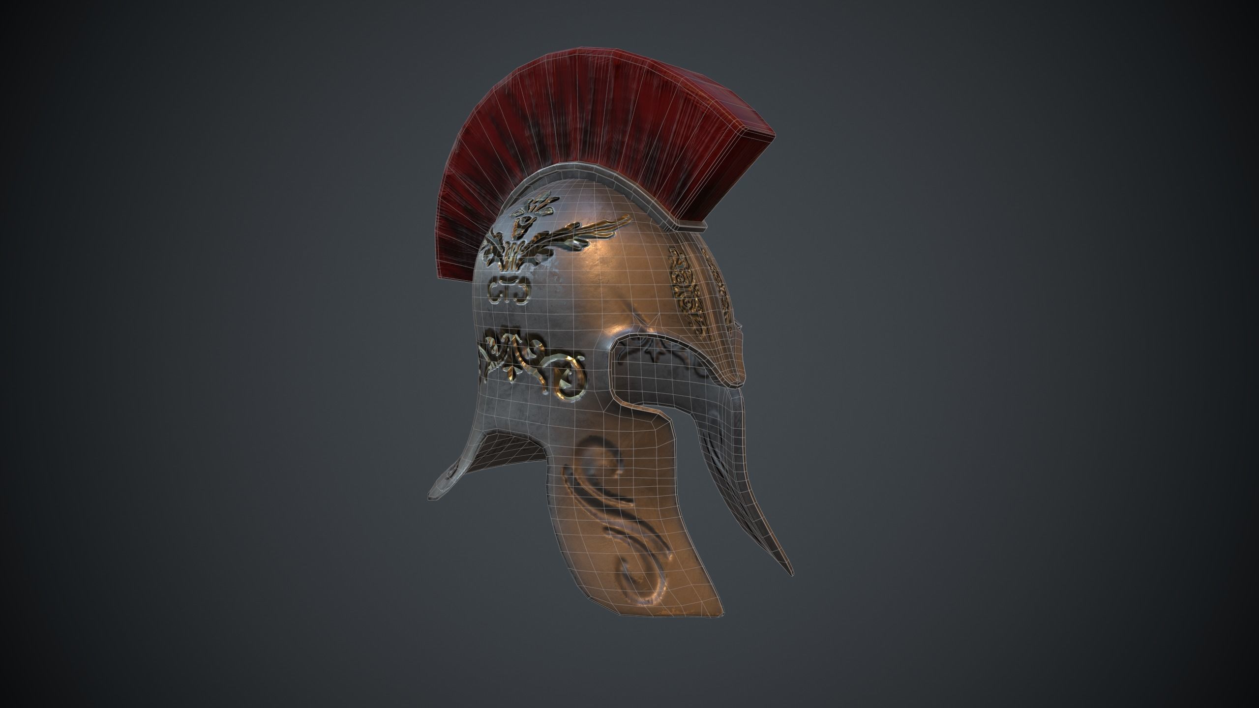 Greek Helmet Low-poly 3D model_10