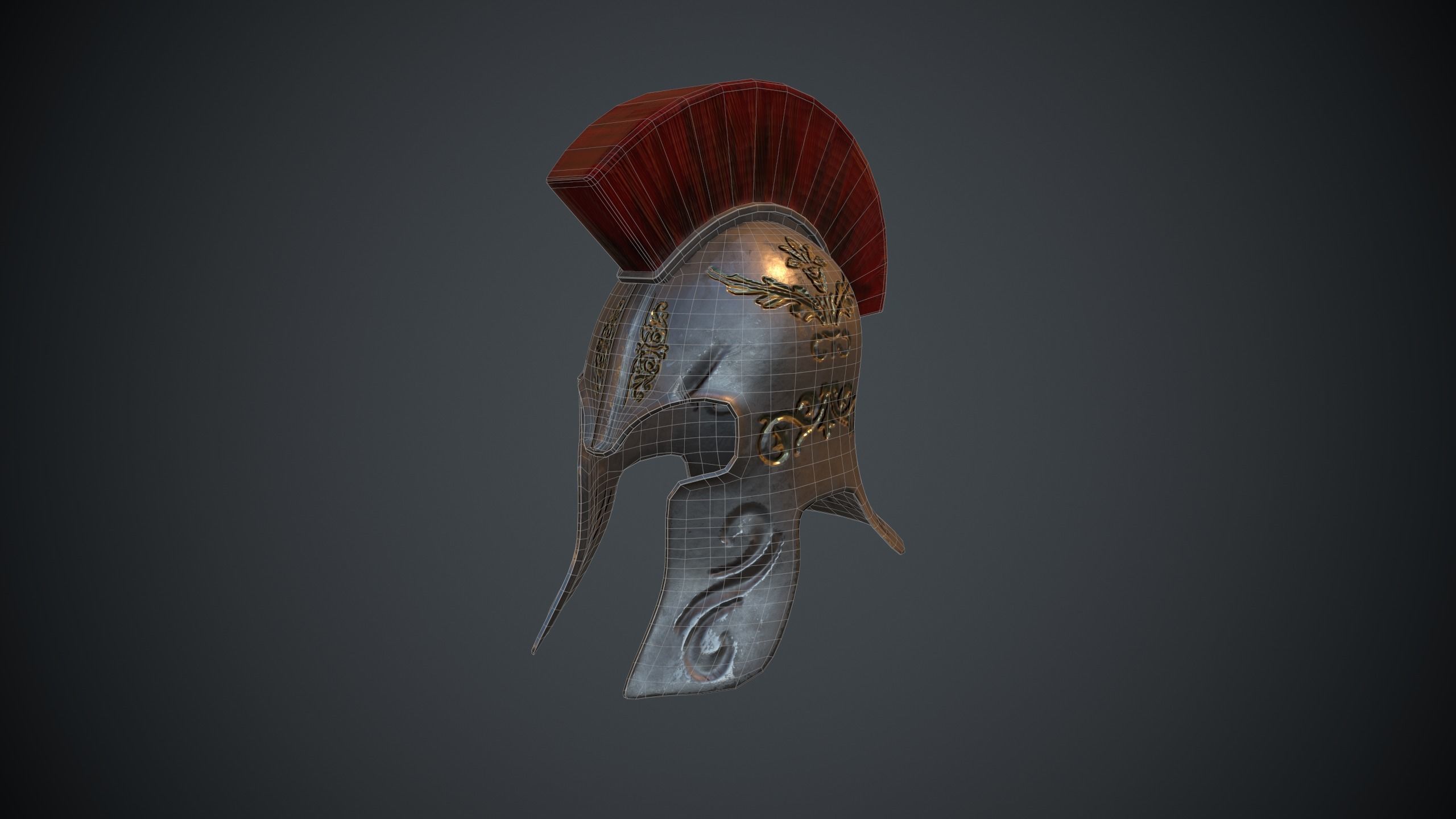 Greek Helmet Low-poly 3D model_9