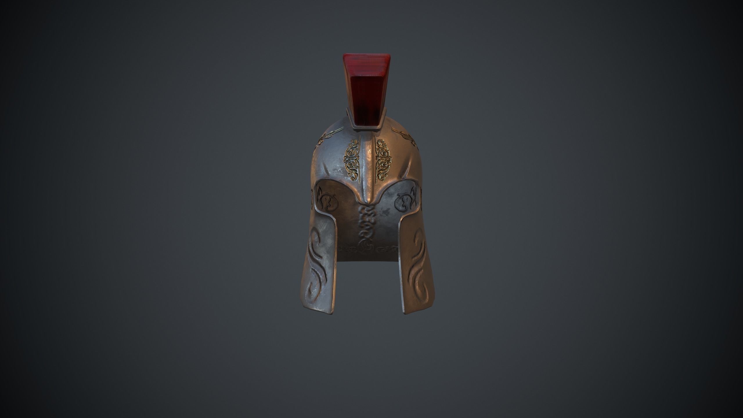 Greek Helmet Low-poly 3D model_1