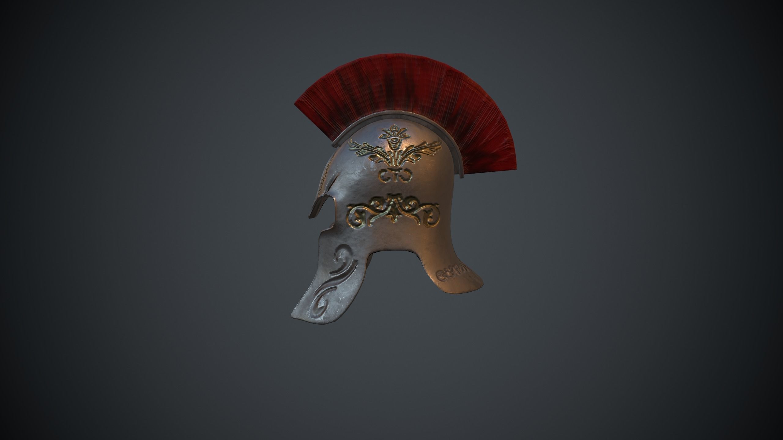 Greek Helmet Low-poly 3D model_3