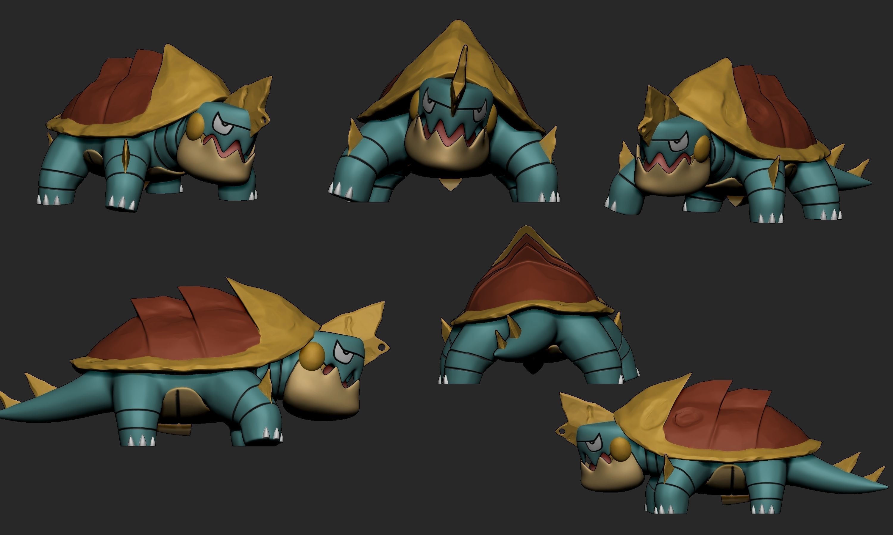 Pokemon - Chewtle and Drednaw with 2 poses 3D print model_17