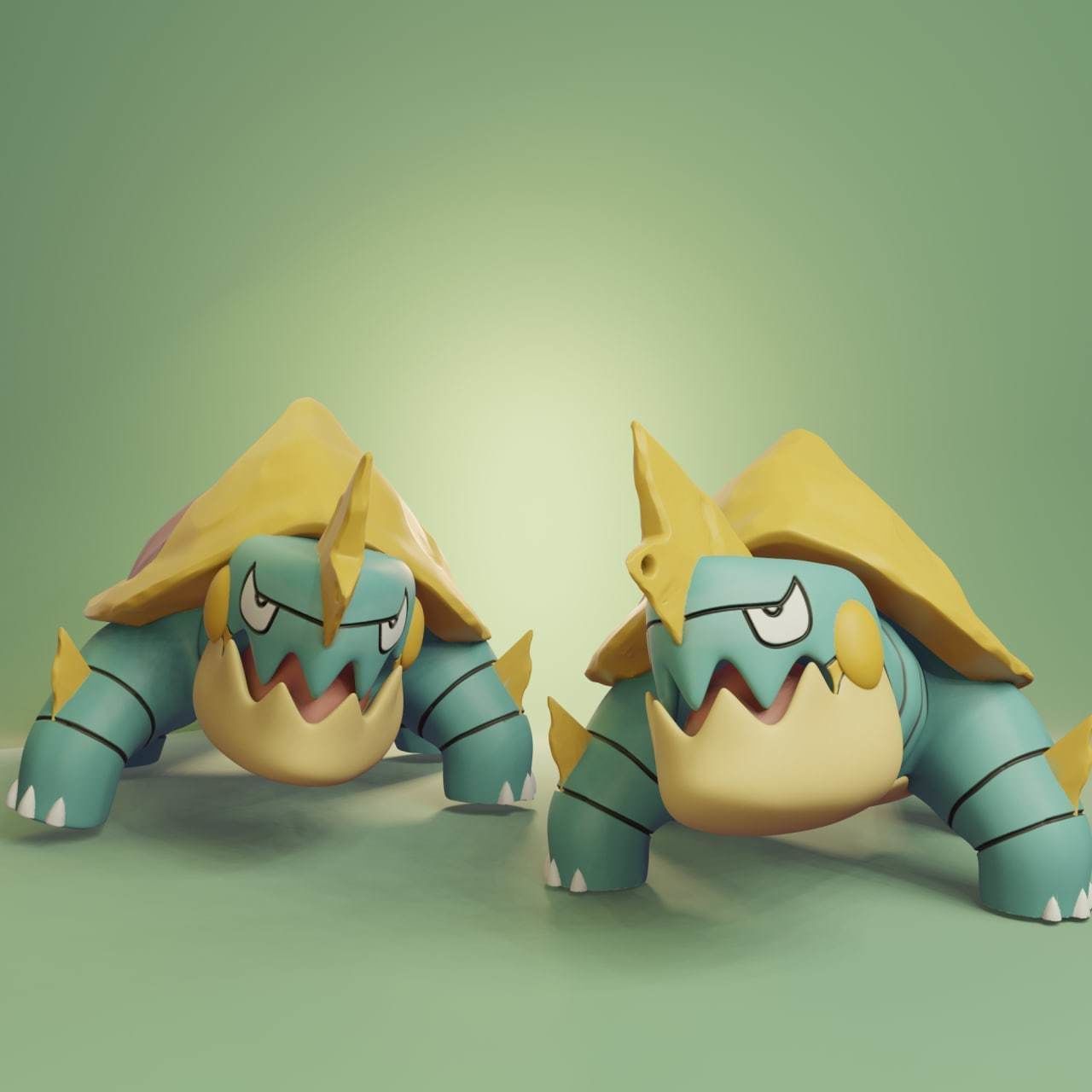 Pokemon - Chewtle and Drednaw with 2 poses 3D print model_10