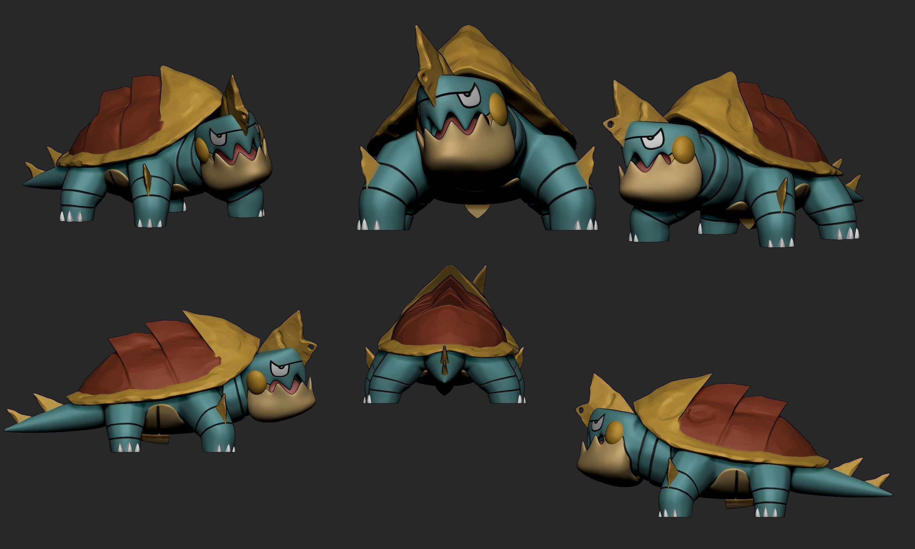 Pokemon - Chewtle and Drednaw with 2 poses 3D print model_16