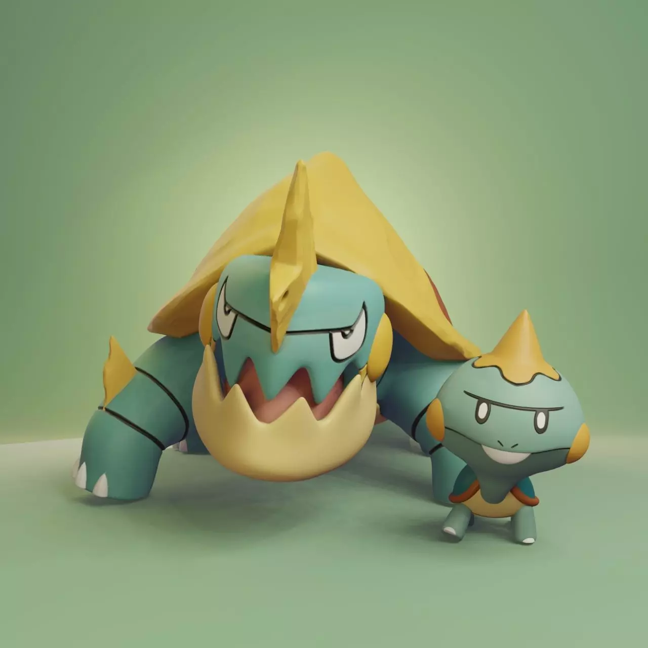 Pokemon - Chewtle and Drednaw with 2 poses 3D print model_0